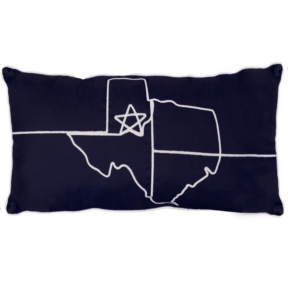 Texas Proud Lumbar Decorative Throw Pillow Blue Texas Star 14 x 24"